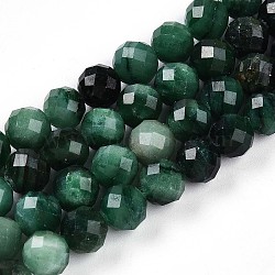 Natural Fuchsite Beads Strands, Round with Faceted, 5.6~6.5mm, Hole: 0.8mm, about 32~33pcs/strand, 7.60~7.83''(19.3~19.9cm)(G-S345-6mm-33)