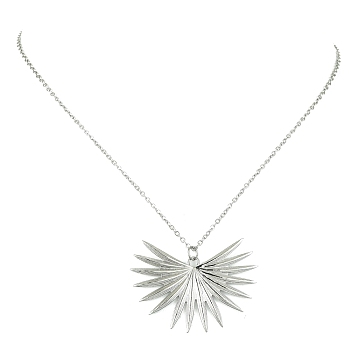 304 Stainless Steel Pendant Necklace for Women, Sun, 17.60 inch(44.7cm), pendant: 31x42.5mm