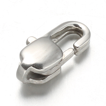 304 Stainless Steel Lobster Claw Clasps, Stainless Steel Color, 11x5.5x3.5mm, Hole: 1mm