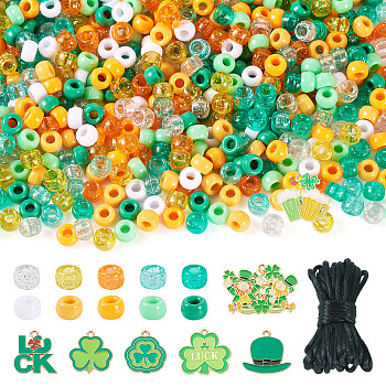 DIY Jewelry Kits, Including Plastic Bead and Alloy Enamel Pendants, Mixed Color, 9x6mm, Hole: 3.8mm