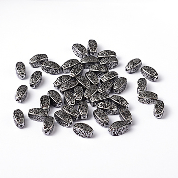 Antique Acrylic Beads, Barrel, Antique Silver Plated, 13x7x7mm, Hole: 1.5mm, about 1150pcs/500g