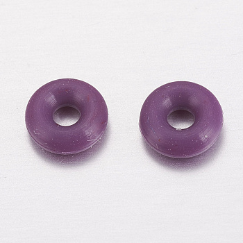 Rubber O Rings, Donut Spacer Beads, Fit European Clip Stopper Beads, Purple, 2mm