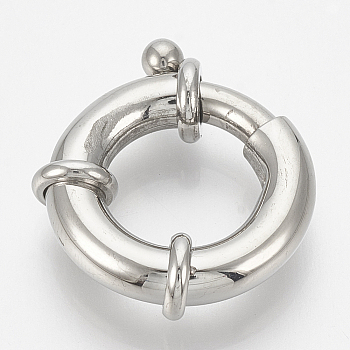 304 Stainless Steel Spring Ring Clasps, Ring, Stainless Steel Color, 22x19x6mm, Inner Diameter: 10mm
