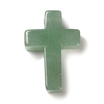 Natural Green Aventurine Pendants, Religion Corss Charms, 26~26.5x17.5~18x6~6.5mm, Hole: 1.6mm