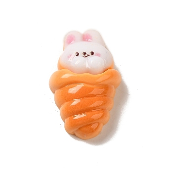 Opaque Resin Imitation Food Decoden Cabochons, Bunny Bread, Orange, 23x17x9mm