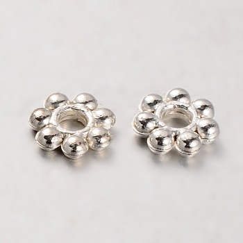 CCB Plastic Bead Spacers, Flower, Silver Color Plated, 6x2mm, Hole: 2mm