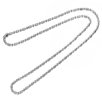 201 Stainless Steel Ball Chain Necklaces, Stainless Steel Color, 23.2 inch(59cm), 3mm