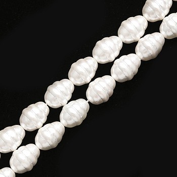 Shell Pearl Beads Strands, Polished, Oval, Snow, 16x12mm, Hole: 1mm, about 25pcs/strand, 15.75 inch(40cm)