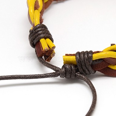 Trendy Unisex Casual Style Braided Waxed Cord and Leather Bracelets(BJEW-L297-M)-4