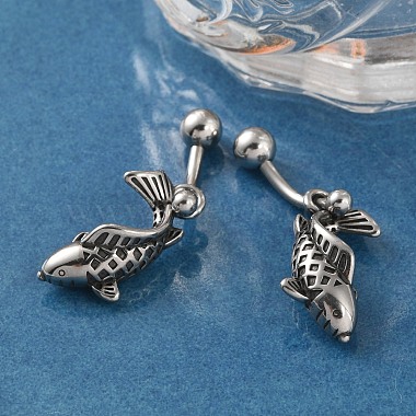 Fish 316 Surgical Stainless Steel Dangle Belly Button Rings(EJEW-G416-15AS)-3