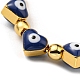 Bracelet coulissant en émail cœur avec mauvais œil avec chaînes vénitiennes(BJEW-G675-01G-01)-2