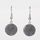 Silver Color Plated Flat Round Brass Druzy Resin Dangle Earrings(EJEW-JE01664)-2
