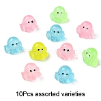 10Pcs Luminous Resin Display Decorations, for Home Office Desktop Decoration, Glow in the Dark Figurine, Octopus, 20x20mm, 10pcs/set(RESI-YW0004-11C)