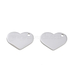 304 Stainless Steel Pendants, Heart Charms, Stamping Blank Tag, Stainless Steel Color, 10x16x1.5mm, Hole: 1.2mm(SA-CBAB99D-01P)