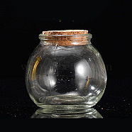 Glass Bead Containers, Wishing Bottles, with Cork, Round, 6.5x6.5cm(PW-WG93011-04)