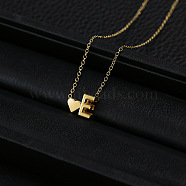 Alloy Letter Heart Pendant Necklaces for Women, Golden, Letter E, 15.75 inch(40cm)(WGBB55E-01)