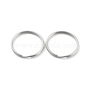 304 Stainless Steel Split Key Rings, Keychain Clasp Findings, 2-Loop Round Ring, Stainless Steel Color, 38x3mm, Single Wire: 1.5mm(STAS-Q314-02E-P)