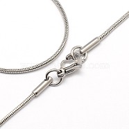Trendy Men's 304 Stainless Steel Snake Chain Necklaces, with Lobster Clasps, Stainless Steel Color, 17.3 inch(43.9cm), 1.2mm(NJEW-M065-B-01)