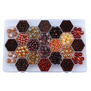 DIY 24 Style Acrylic & Resin Beads Jewelry Making Finding Kit, Round & Rice, Saddle Brown, 2.2~12x1.5~11.5mm, Hole: 0.7~2.2mm(DIY-NB0012-01C)