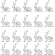 20Pcs 201 Stainless Steel Bunny Pendants, Rabbit, Easter Bunny, Stainless Steel Color, 16x12x1mm, Hole: 1.5mm(STAS-HY0001-02P)