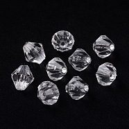 Bicone Shaped Clear Transparent Acrylic Beads, Faceted, 3mm in diameter, hole: 1mm(X-DBB3mm01)