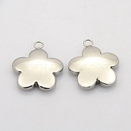 Flower 304 Stainless Steel Pendants, Stainless Steel Color, 22x20x4mm, Hole: 2mm(STAS-N025-11A)