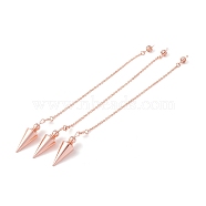 Rack Plating Brass Cable Chain Cone Dowsing Pendulums, with Alloy Lobster Claw Clasps and Iron Round Beads, Cadmium Free & Lead Free, Rose Gold, 245mm, Hole: 2mm(HJEW-G016-01RG)