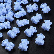 Opaque Acrylic Pendants, Bear, Cornflower Blue, 20x13.5x10.5mm, Hole: 1.4mm, about 400pcs/500g(MACR-S373-113-A03)