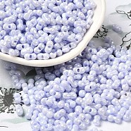 Opaque Colours Luster Glass Seed Beads, Peanut, Lilac, 6x3.5x3mm, Hole: 1mm, about 7258pcs/pound(SEED-B001-01A-11)