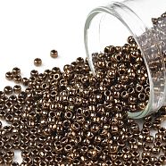TOHO Round Seed Beads, Japanese Seed Beads, (1705) Gilded Marble Brown, 11/0, 2.2mm, Hole: 0.8mm,  about 50000pcs/pound(SEED-TR11-1705)