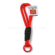 Polyester Keychains, with Zinc Alloy Ring, Red, 14.2~15.8cm(AJEW-Z019-02B)