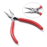 Carbon Steel Jewelry Pliers, Round Nose Pliers, Gunmetal, Polishing, Red, 135x85x10mm(PT-S057-2)