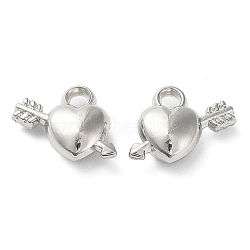 CCB Plastic Pendants, An Arrow Through the Heart Charm, Platinum, 10x12x5mm, Hole: 1.8mm(CCB-K010-08P)