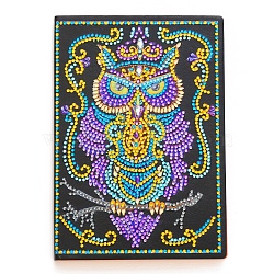 DIY Diamond Painting Notebook Kits, including PU Leather Book, Resin Rhinestones, Diamond Sticky Pen, Tray Plate and Glue Clay, Owl Pattern, 210x150mm, 50 pages/book(DIAM-PW0001-198-04)