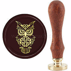 Brass Wax Seal Stamp with Handle, for DIY Scrapbooking, Owl Pattern, 3.5x1.18 inch(8.9x3cm)(AJEW-WH0184-0603)