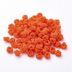 Polyester Weave Beads, Round, Coral, 6x5mm, Hole: 4mm; about 200pcs/bag(WOVE-N002-64)