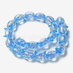 Handmade Foil Lampwork Beads Strands, Cat, Cornflower Blue, 13x15x11~11.5mm, Hole: 1.2~1.6mm, about 20pcs/strand, 11.89''(30.2cm)(FOIL-Z001-04G)