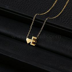 Alloy Letter Heart Pendant Necklaces for Women, Golden, Letter E, 15.75 inch(40cm)(WGBB55E-01)