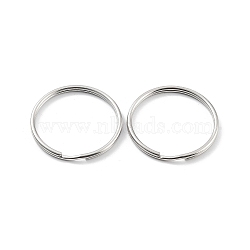 Non-Tarnish 304 Stainless Steel Split Key Rings, Keychain Clasp Findings, 2-Loop Round Ring, Stainless Steel Color, 38x3mm, Single Wire: 1.5mm(STAS-Q314-02E-P)