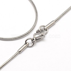 Tarnish Resistant Trendy Men's 304 Stainless Steel Snake Chain Necklaces, with Lobster Clasps, Stainless Steel Color, 17.3 inch(43.9cm), 1.2mm(NJEW-M065-B-01)