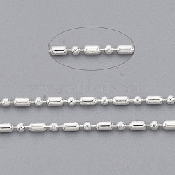 Brass Ball Chains, Ball & Bar Faceted Beaded Chains, Long-Lasting Plated, Soldered, with Spool, Cadmium Free & Lead Free, Silver, 1.8x1mm and 1mm, about 301.83 Feet(92m)/roll(CHC-S008-010F-S)