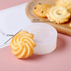 Round Cookies DIY Food Grade Silicone Fondant Molds, for Chocolate Candy Making, White, 56x16mm(PW-WG82670-02)