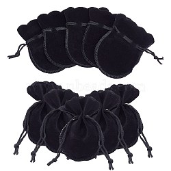 Gourd Velvet Bags, Black, 9.5x7.5cm(TP-R005-01)