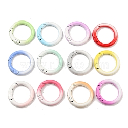 Spray Painted Alloy Spring Gate Rings, Cadmium Free & Nickel Free & Lead Free, Ring, Mixed Color, 25x4mm(FIND-Z056-04)