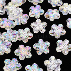 Transparent Acrylic Beads, AB Color, Flower, Clear, 14.5x15.5x7mm, Hole: 1.8mm(X-TACR-S154-45C-205)