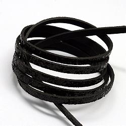 Imitation Leather Cords with Paillette Beads, Black, 5x2mm, about 1.31 yards( 1.2m)/strand(LC-R010-13J)