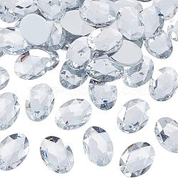 Fingerinspire Acrylic Rhinestone Flat Back Cabochons, Faceted, Bottom Silver Plated, Oval, Clear, 40x30x7~7.5mm, 50pcs/box(GACR-FG0001-05)