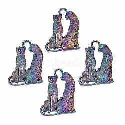 Alloy Big Pendant Rhinestone Settings, Cadmium Free & Nickel Free & Lead Free, Rainbow Color, Leopard, 63x45x5.5mm, Hole: 2.5mm, Fit For 1mm Rhinestone(PALLOY-N163-132-NR)