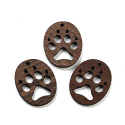 Walnut Wood Pendants, Paw Print, 28.5x23x2.5mm, Hole: 2mm(FIND-Z050-09A)