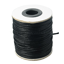 Nylon Rattail Satin Cord, Beading String, for Chinese Knotting, Jewelry Making, Black, 2mm, about 50yards/roll(150 feet/roll)(X-NWIR-A003-02)